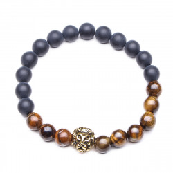 8mm Zinc Alloy Lava Stone Expandable Beaded Lion Bracelet